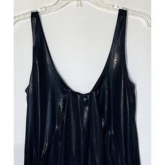 DIANE von FURSTENBERG DVF Lesley Black Liquid Jersey Sleeveless Shift Dress - Picture 6 of 10